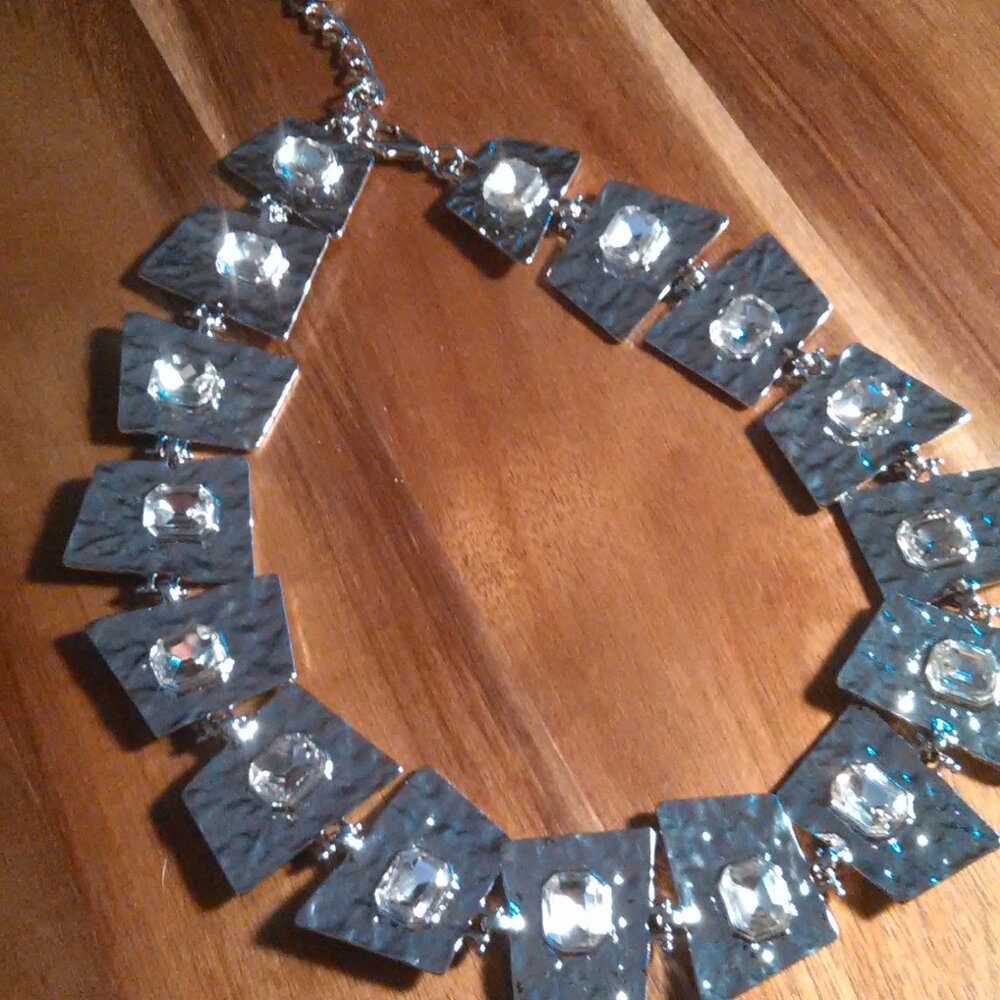 White Austrian Crystal Silvertone Alloy Necklace